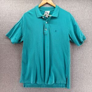 Men's Lilly Pulitzer 90s Vintage Polo‎ Shirt Aqua Blue Palm Size Medium Casual